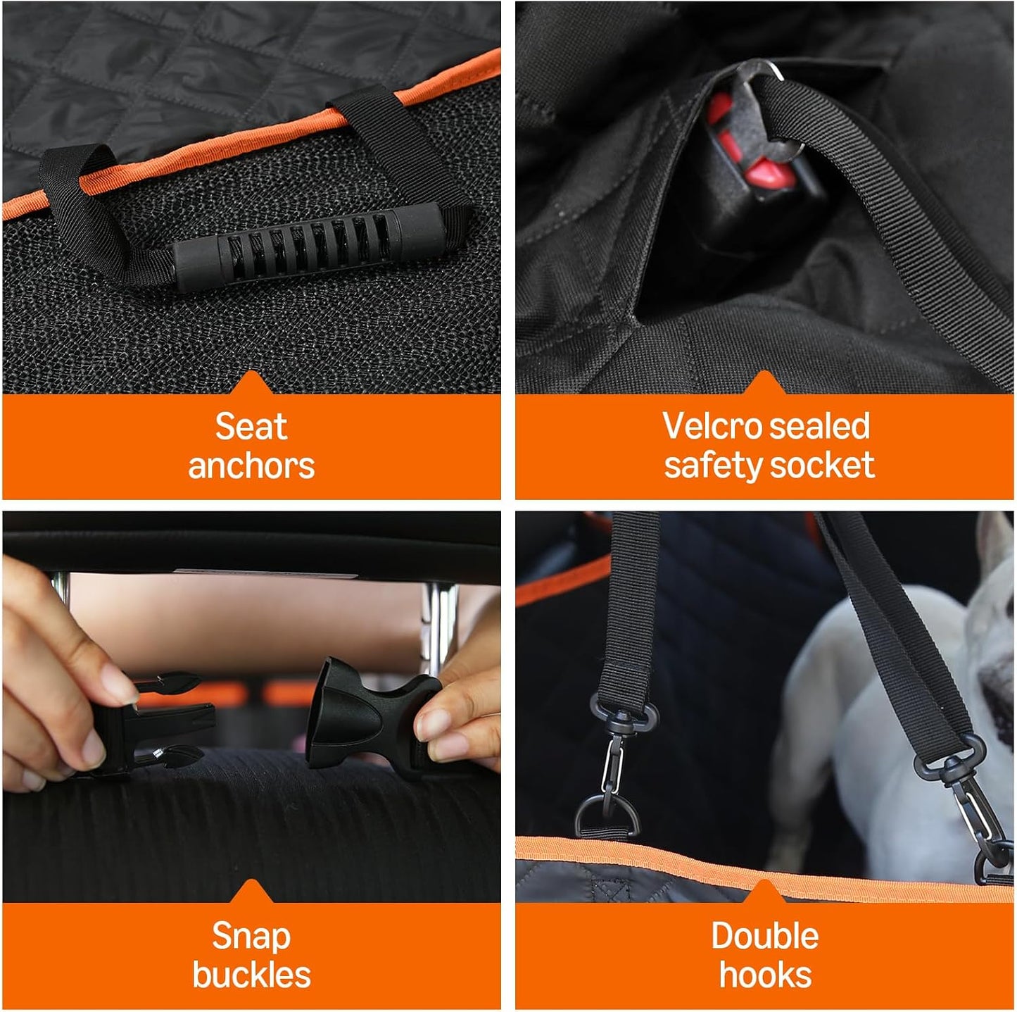 Amazon Basics Waterproof Dog Car Seat Cover, Scratch Proof Protector for Pet, Car Back Bench, 56 x 47 inch, Black