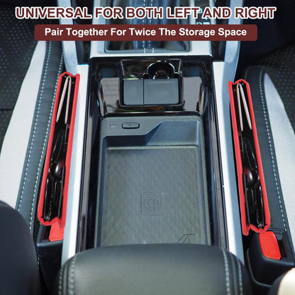 HARFINGTON 2pcs Car Seat Gap Filler Organizer 11.5 x 8 x 2.1 Inch Leather Universal Car Organizer Storage Box Between Seat and Console for Phone Sunglasses Keys, Brown