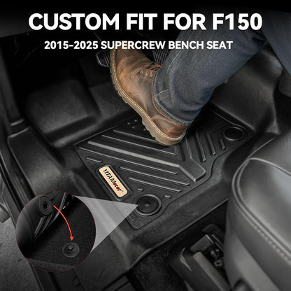 YITAMOTOR Floor Mats Fit for Ford F250/F350/F450/F550 2017-2026 Super Duty Crew Cab | Front Bucket Seat | Rear W/Fold-Flat Storage | Carpet Floor, 1st & 2nd Row TPE All Weather Protection
