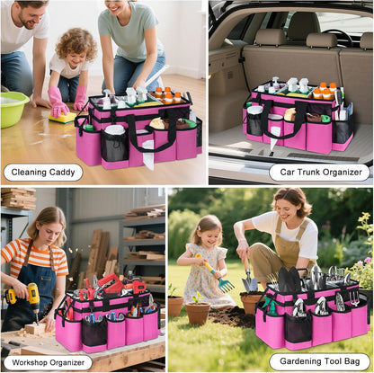 Cleaning Caddy Bag, Cleaning Supplies Organizer for Housekeepers, Housekeeping Caddy with Handle and Detachable Padded Cushion, Black
