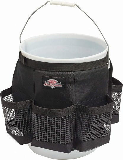 Bucket Boss Auto Boss Wash Boss Organizer for a 5 Gallon Bucket, with Fast-Drying, Exterior Mesh Pockets for Car Supplies, Allowing for Soap and Water in the Bucket, in Black, AB30060