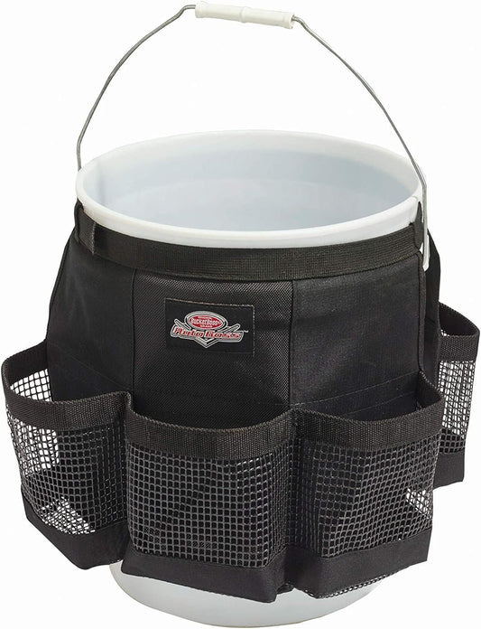 Bucket Boss Auto Boss Wash Boss Organizer for a 5 Gallon Bucket, with Fast-Drying, Exterior Mesh Pockets for Car Supplies, Allowing for Soap and Water in the Bucket, in Black, AB30060
