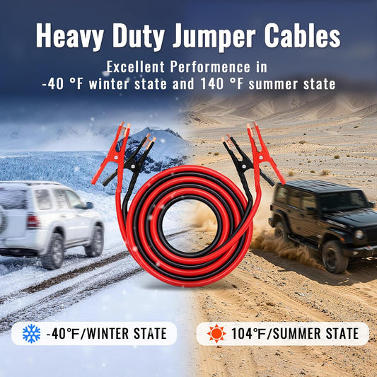 4 Gauge Jumper Cables for Car, 25FT Jumper Cable for SUV and Trucks Battery, Heavy Duty Automotive Booster Cables for Jump Starting Dead or Weak Batteries with Carry Bag
