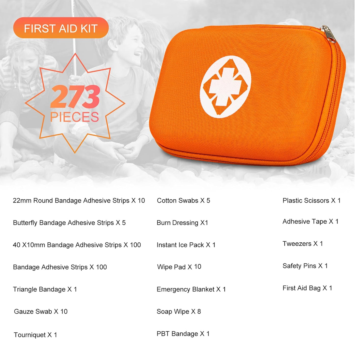 Car First Aid Kits 275Pcs Survival Gear Home Travel Size Small Emergency Kit Tactical Hiking EVA Camping Essentials Backpack Sports Office Boat Urgent Accident