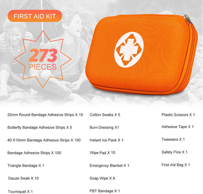 Car First Aid Kits 275Pcs Survival Gear Home Travel Size Small Emergency Kit Tactical Hiking EVA Camping Essentials Backpack Sports Office Boat Urgent Accident