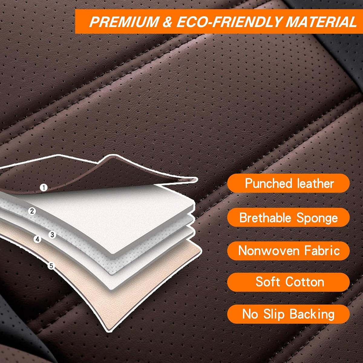 MINGBRON Car Seat Cover Full Set, Leather Car Seat Cover, Waterproof Seat Covers, Car Seat Cushion, Nappa Leather Seat Covers Car Seat Protector Universal Fit Most Cars Black