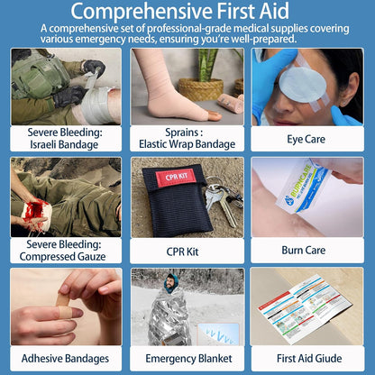 Comprehensive First Aid Kit for Home, Premium Emergency Trauma Kits with Shoulder Strap for Car Camping Gear, Waterproof Survival Kit, Home Essentials, Outdoor Emergency Medical Supplies -324 Piece
