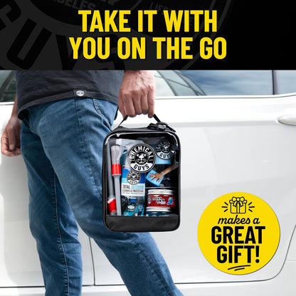 Chemical Guys Interior Cleaning Kit with Storage Bag Total Interior Cleaner Microfiber Towels Detailing Brushes and Sticky Gel Giftable Car Care Set - 10 Items
