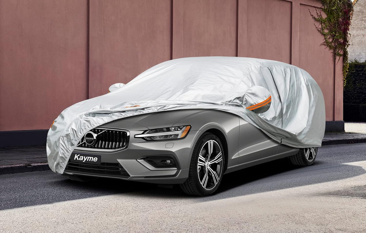 Kayme Car Covers for Automobiles Waterproof All Weather Sun Uv Rain Protection with Zipper Mirror Pocket Fit Toyota Camry, Honda Accord/Civic, Nissan Altima, Kia K5 etc.(186 to 193 Inch) 3XL