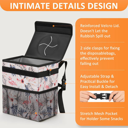 Vankor Car Trash Can Bin with Lid Hanging for Back Seat, Car Accessories for Women Men Leak Proof Automotive Garbage Cans Leakproof Vehicle Trash Can for Truck SUV Black