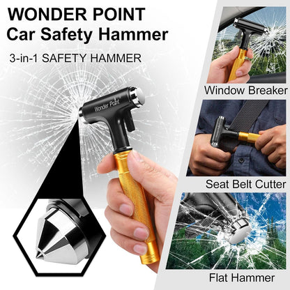 Premium Car Glass Breaker with Seat Belt Cutter - Automotive Safety Hammer - Emergecy Escape Tool, Car Autoaccessory Metal Window Hammer, Vehicle Hard Aluminium Alloy Head Design(Silver)