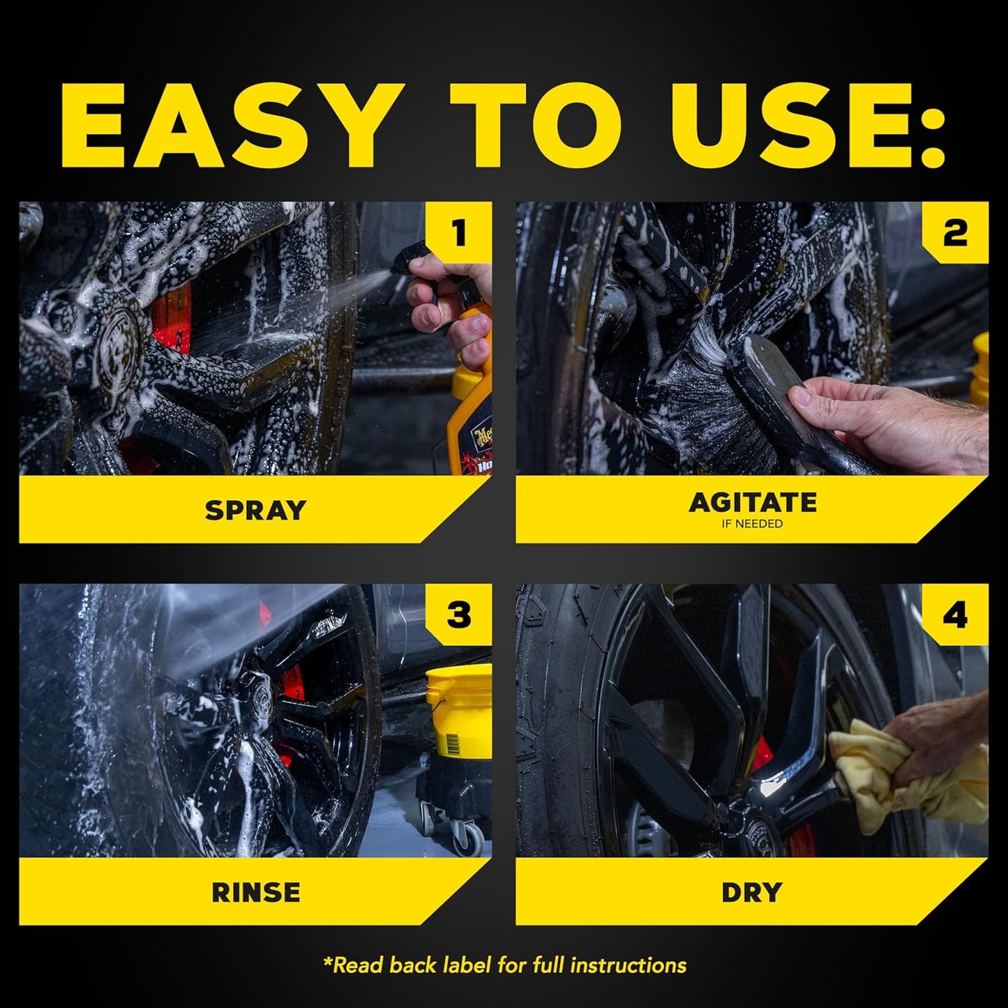 Meguiar's Hot Rims Aluminum Wheel Cleaner, Deep Foaming Rim Cleaner Spray Formulated to Effectively Clean Uncoated Polished Aluminum, Anodized, and Powder-Coated Wheels, 24 Oz