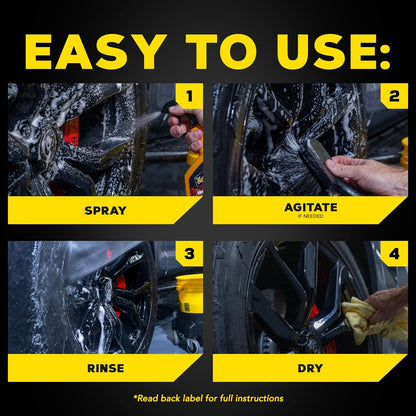 Meguiar's Hot Rims Aluminum Wheel Cleaner, Deep Foaming Rim Cleaner Spray Formulated to Effectively Clean Uncoated Polished Aluminum, Anodized, and Powder-Coated Wheels, 24 Oz