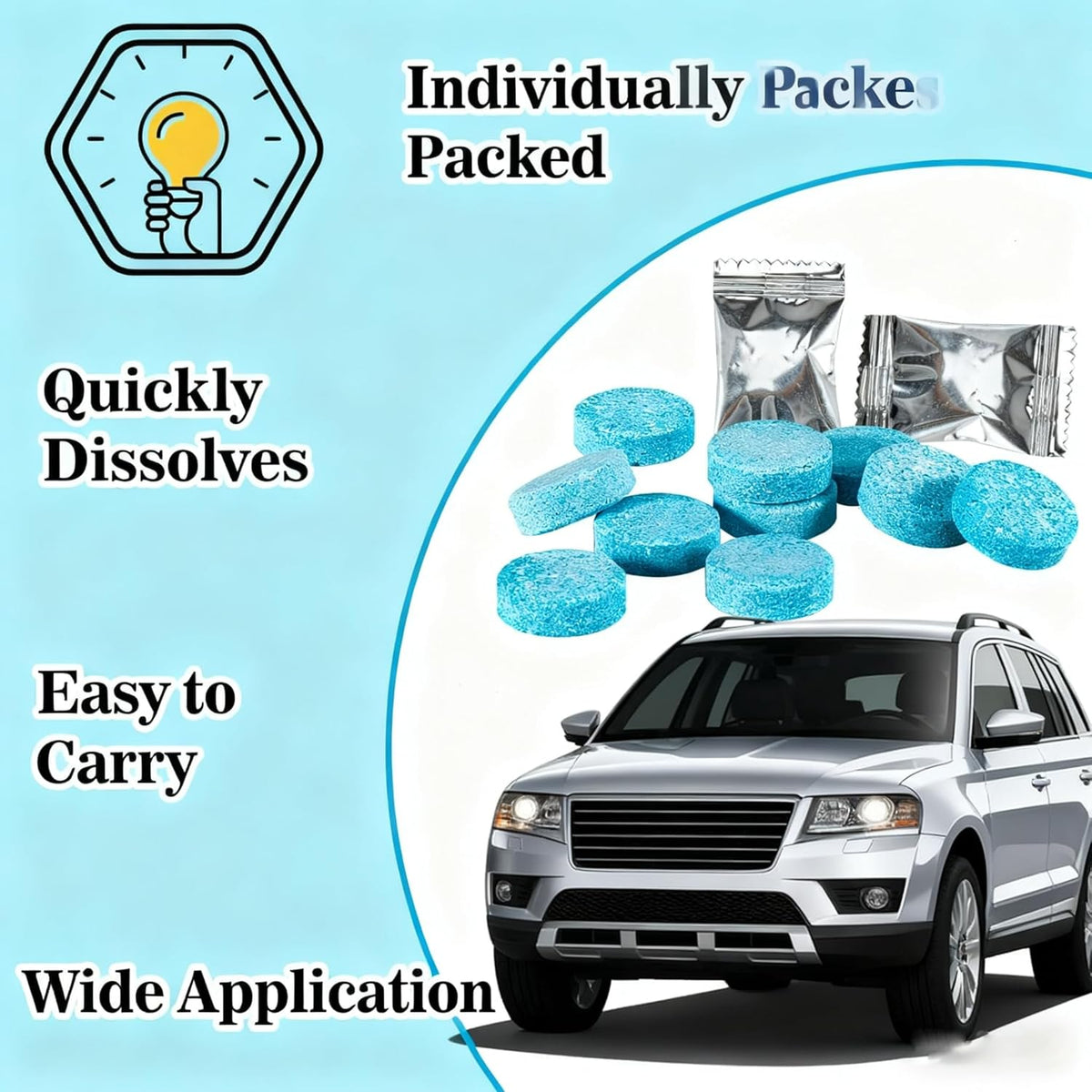 200pcs Car Windshield Washer Tablets - Washer Fluid Tablets Glass Cleaner Concentrate Car Windshield Wiper Fluid Cleaner Automotive Glass Cleaner