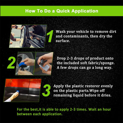 FOLLOWIN Plastic Restorer for Cars, Professional Ceramic Trim Restorer for Black Plastic Trim Restoration, Non Greasy Formula, Streak Free Finish to Plastic, Rubber & Vinyl on Truck, SUV and RV, 30ml
