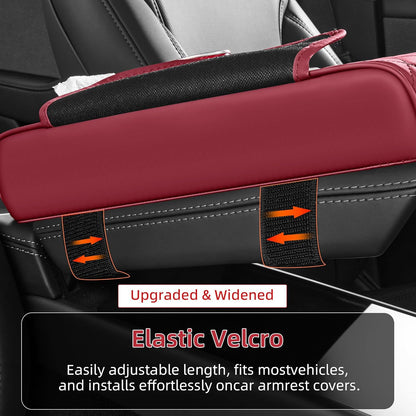 5 in 1 Car Center Console Cover, Armrest Pad with 2 Storage Pockets, Cup Holder, Tissue Slot, Phone Holder, Nappa Leather Memory Foam Car Accessories for SUV Sedan Truck (Black)