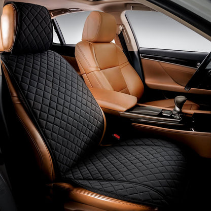 IVICY Faux Linen Front Car Seat Cover – Non-Slip Bucket Seat Protector for Most Cars, SUVs, Vans & Trucks – 1 Seat Cover, Machine Washable, Side-Airbag Friendly, Light Beige