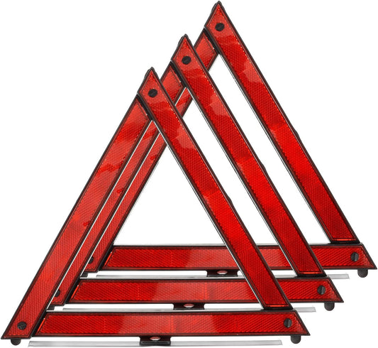 Safety Triangles 3-Pack Portable Reflective Roadside Warning Signs 11.22X9.64X9.05In Emergency Car Hazard Markers for Nighttime and Adverse Weather