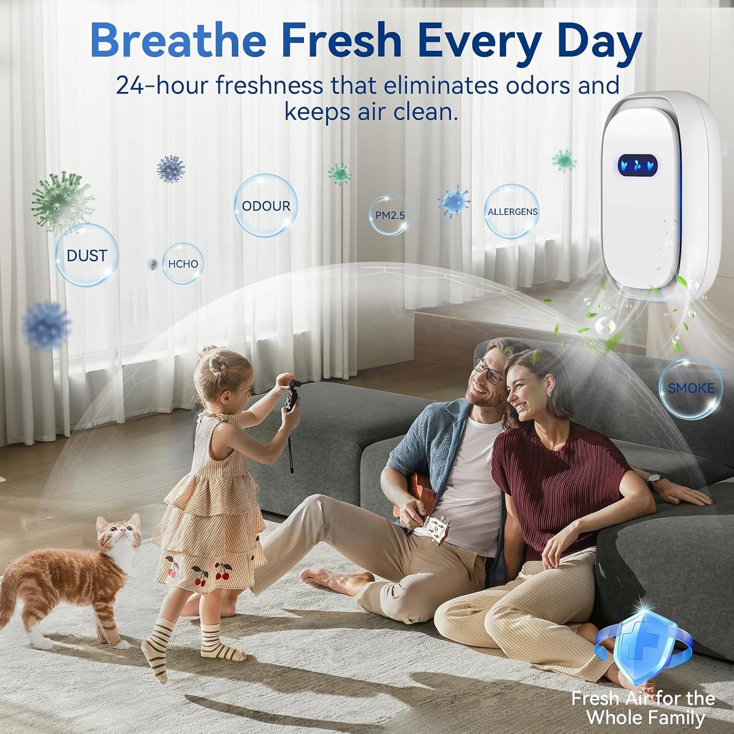 Air Purifiers (4 Pack), Air Ionizers for Home, Bedroom & Travel, Plug In Negative Ion Air Purifier, Dust, Dander, Smoke & Odor removal, Quiet Mini Portable Air Freshener, Low Energy, White