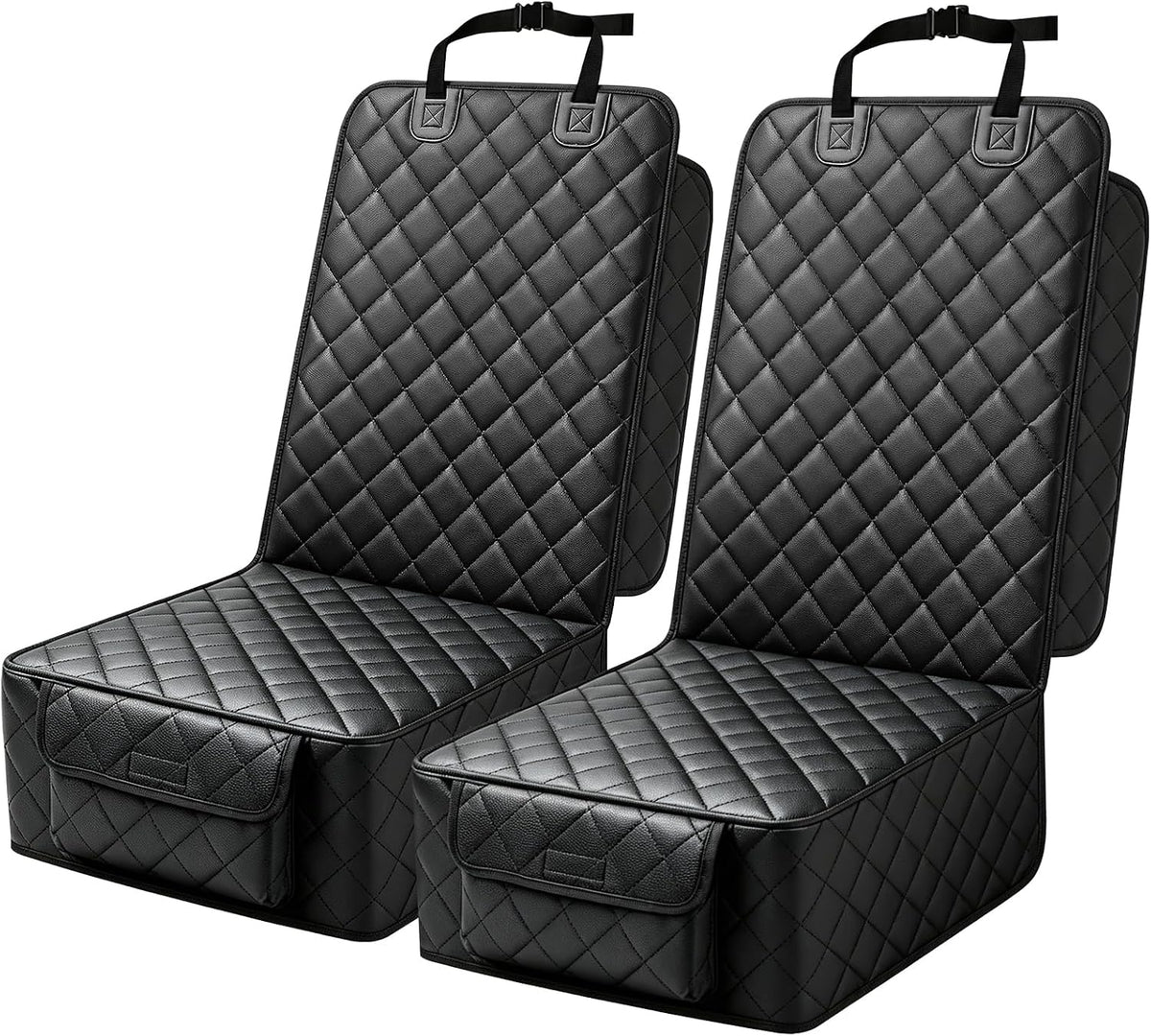 PETICON Waterproof Front Seat Car Cover 2 Pack, Full Protection Dog Car Seat Cover with Side Flaps, Nonslip Scratchproof Captain Chair Seat Cover Fits for Cars, Trucks, SUVs, Jeep, Black
