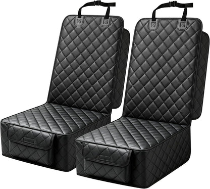 PETICON Waterproof Front Seat Car Cover 2 Pack, Full Protection Dog Car Seat Cover with Side Flaps, Nonslip Scratchproof Captain Chair Seat Cover Fits for Cars, Trucks, SUVs, Jeep, Black