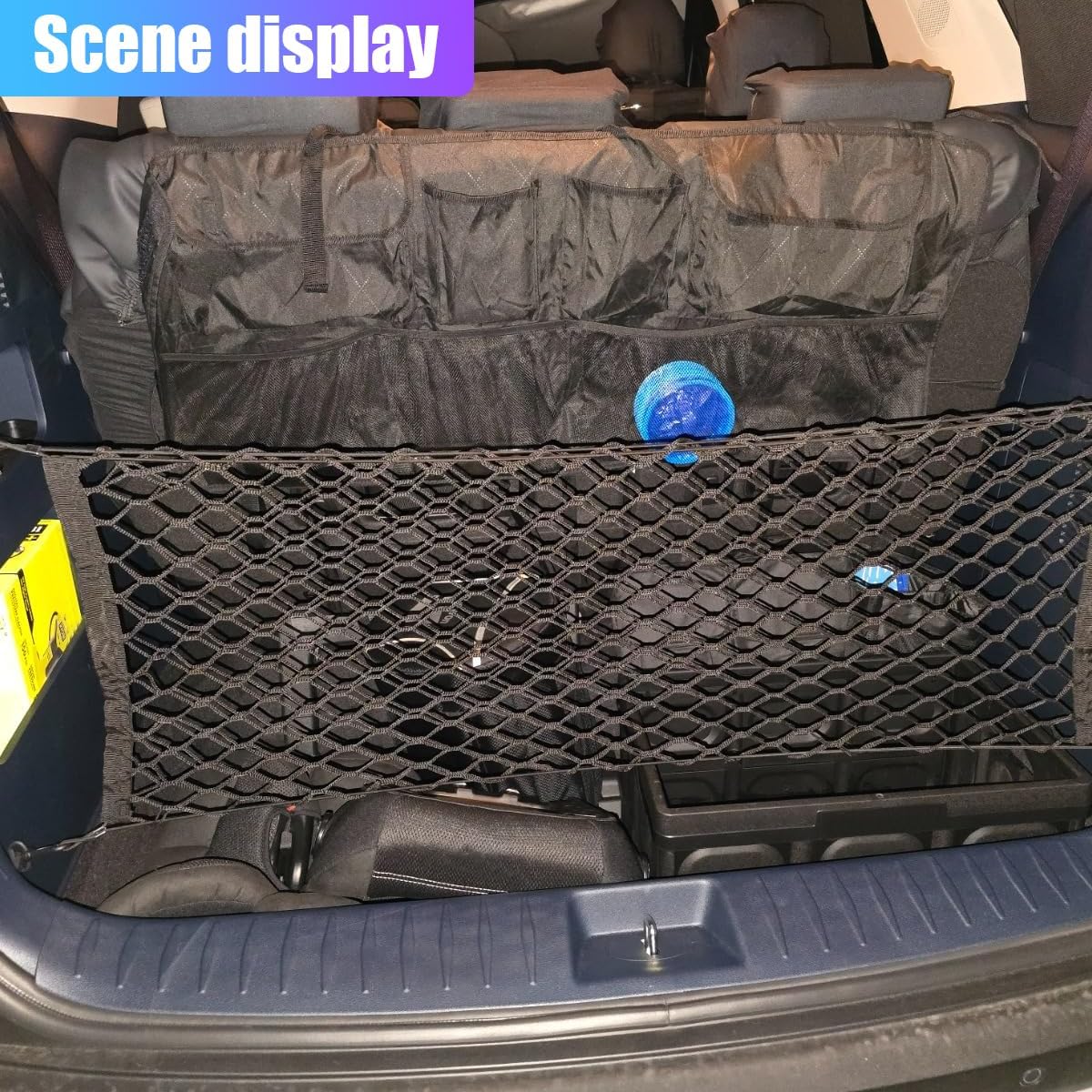 ZIMISI Car Cargo Net, Elastic Stretchable Car Trunk Cargo Storage Net with Hooks, Double-Layer Nylon Truck Organizer Mesh, Vehicle Interior Accessories for Most SUVs, Trucks (35.4x15.7 inch/90×40 cm)