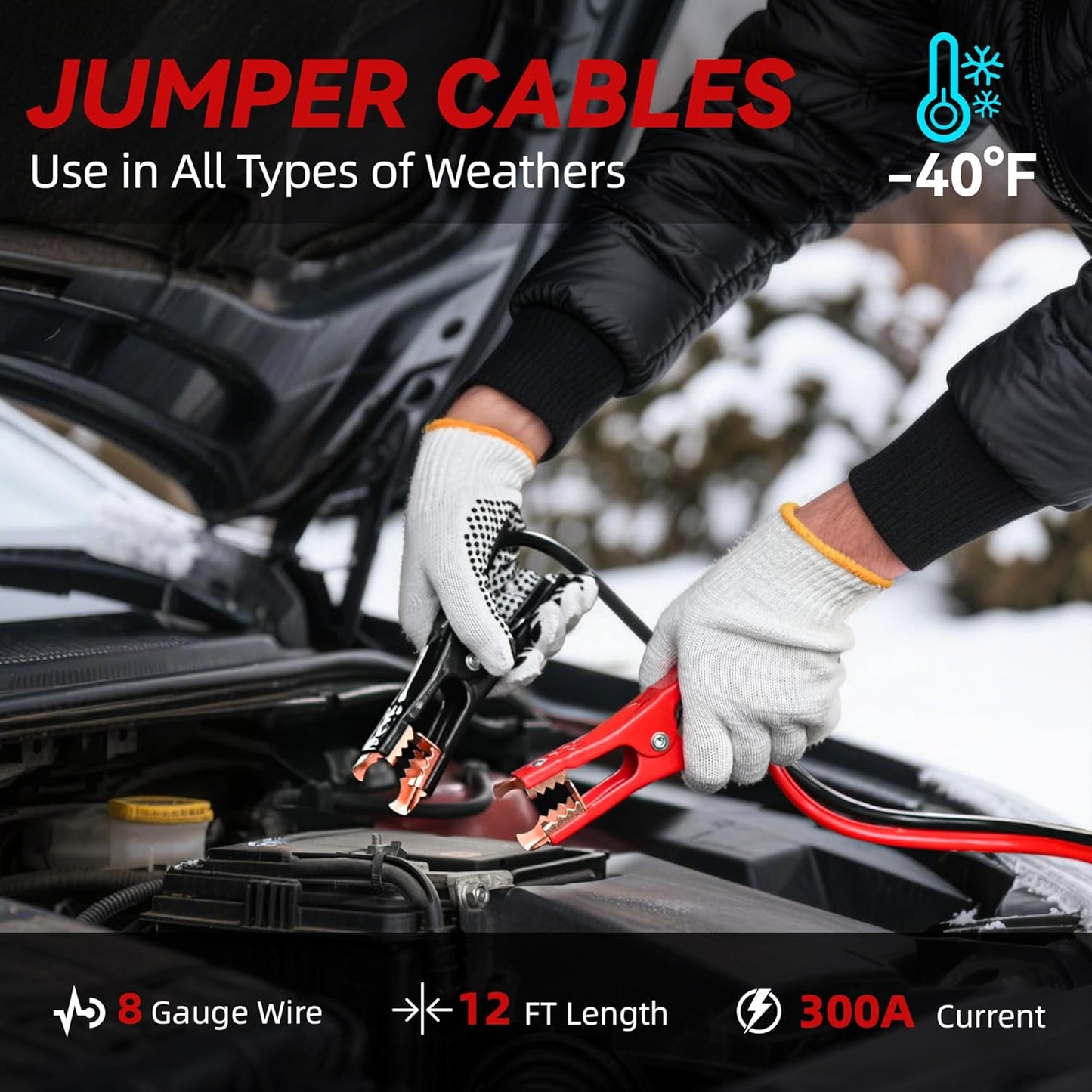 Car Emergency Safety Kit Bag with Portable Air Compressor, Jumper Cables,First Aid Kit, Winter Vehicle Roadside Emergency Kit with Snow Brush and Ice Scraper, for Women, Men, Teen