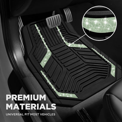 PIC AUTO Heavy Duty Rubber Floor Mats, Purple Aluminum Film Car Mats Set, Front and Rear Car Mats with Anti-Slip Backing, All Weather Protection, Trim-to-Fit for Automotive SUV, Sedan, Van