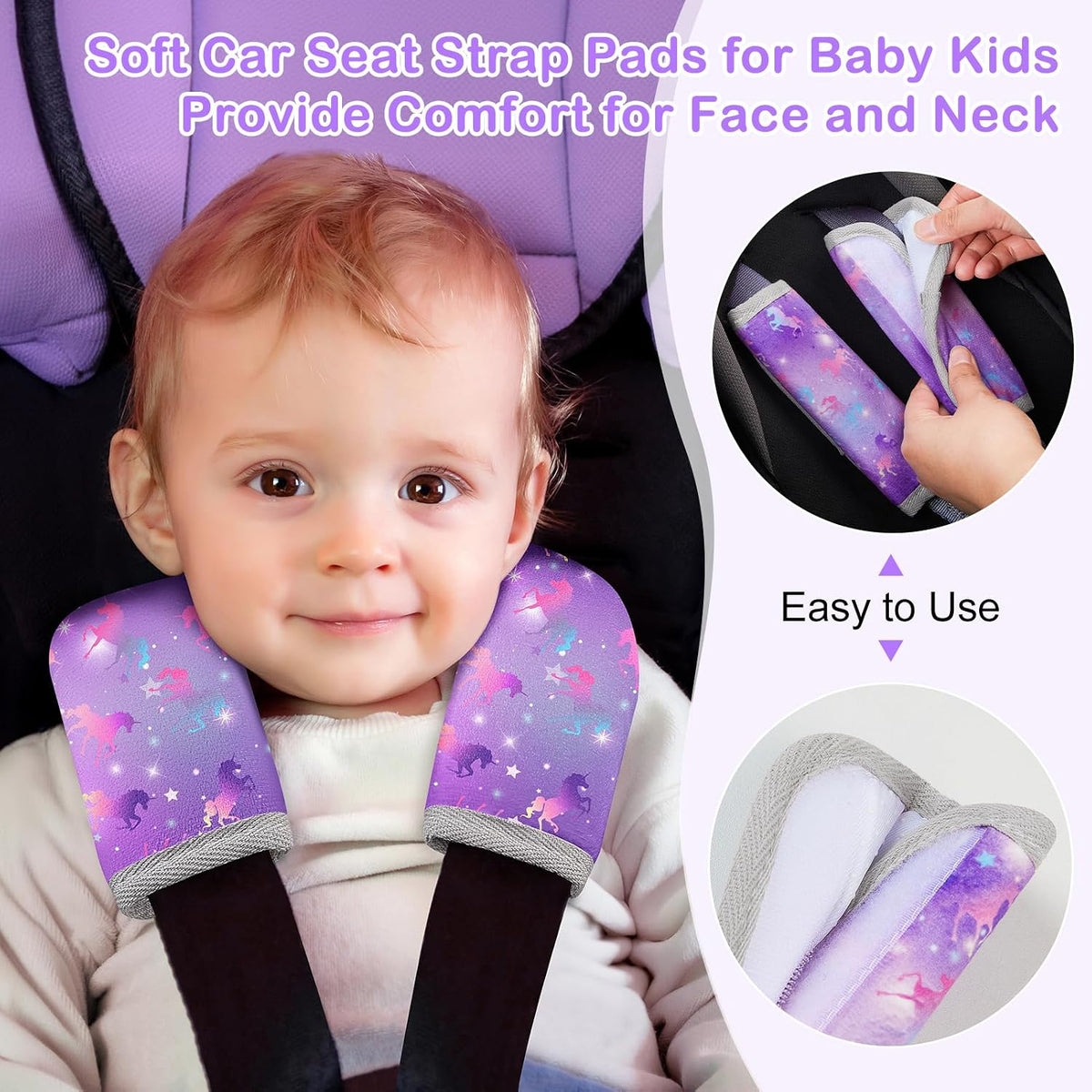 Seat Belt Cover Pad for Baby, Soft Seatbelt Cushion Covers for Kids 2Pcs Car Seat Strap Shoulder Pads for All Car Seats, Stroller, High Chair,Blue Dinosaur