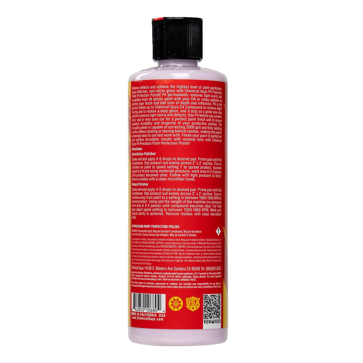 Chemical Guys C4 & P4 Clear Cut Correction Compound and Precision Paint Perfection Polish Combo - Removes Scratches, Swirls, Towel Marks, and Etching, Restores Gloss, Polishing Kit - 2 x 16 oz