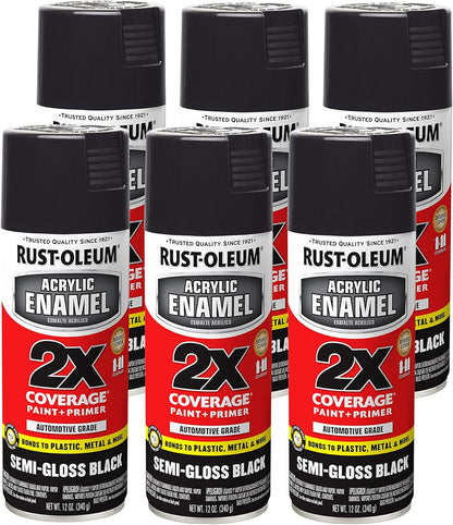 Rust-Oleum 271903 Acrylic Enamel 2X Spray Paint, 12 oz, Gloss Black, (Pack of 1)