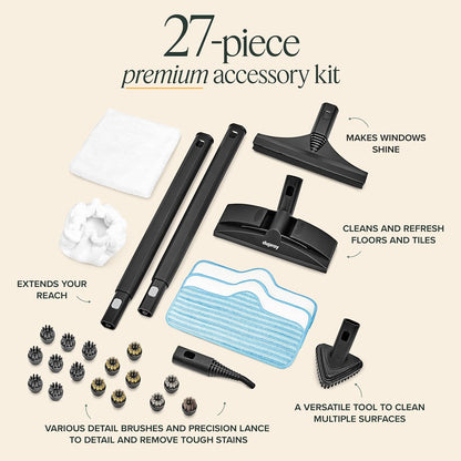 Dupray Neat Steam Cleaner with 27-Piece Accessory Kit – High-Performance Chemical-Free Cleaning for Floors, Cars, Tiles, and More, *Kills 99.9% of Bacteria & Viruses (incl. x16 assorted brushes)