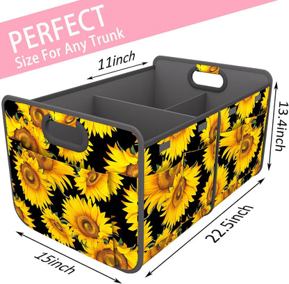 Homeve Car Trunk Organizer for SUV, 18.5Gal Large Capacity No-Sag Heavy Duty, Foldable Waterproof Anti-Slip Storage with 12 Pockets, Fit Sedan,Truck, Universal Car Accessories, Black, Large, 2 Compart