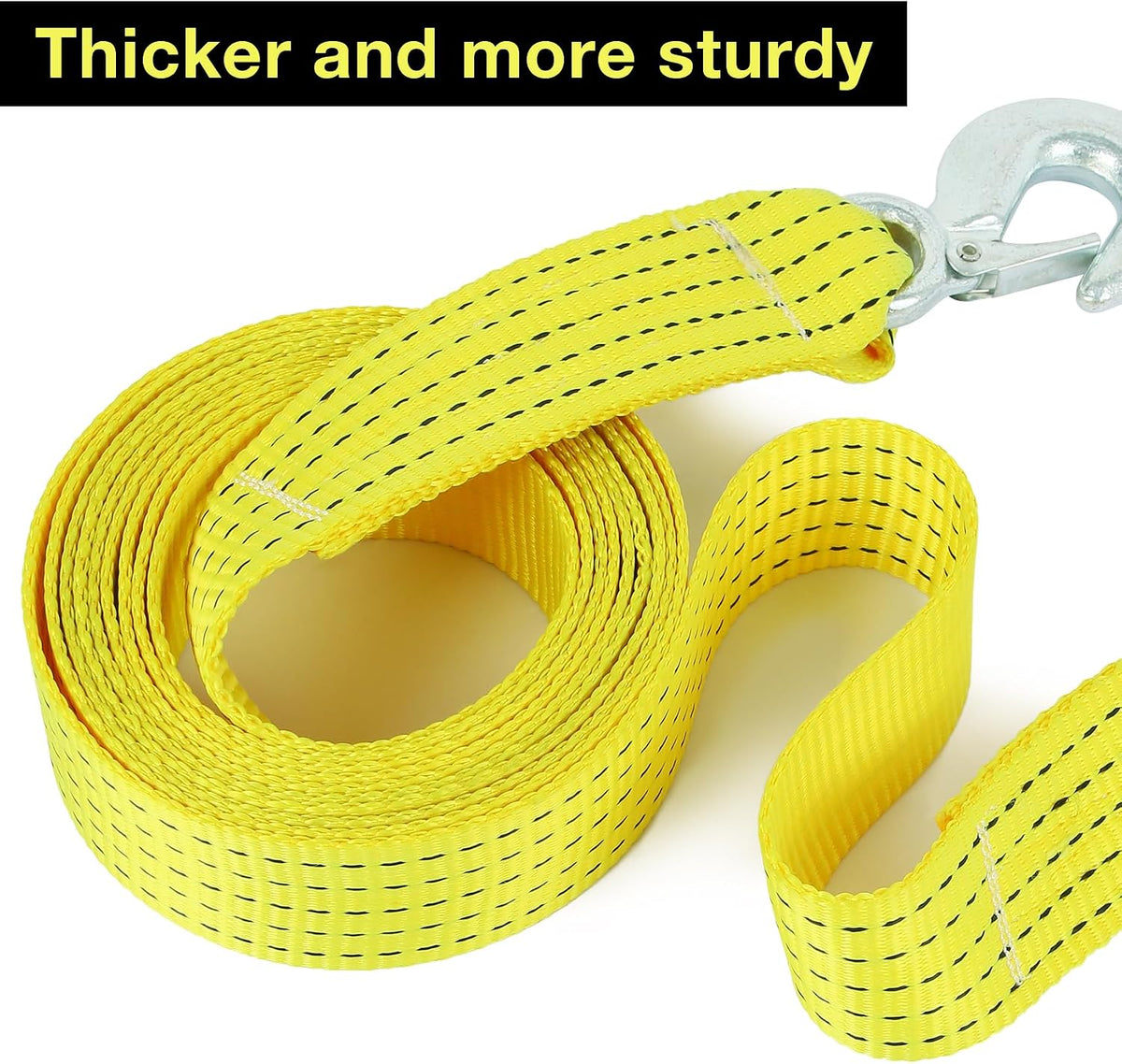 ATV Tow Strap with Hooks 20 ft,15000 lbs Towing Straps Heavy Duty with Hook 2 inch x 20 Foot Ropes for Trucks Vehicles Acessories,Cable for Truck Boat,Roadside Emergency Car Kit
