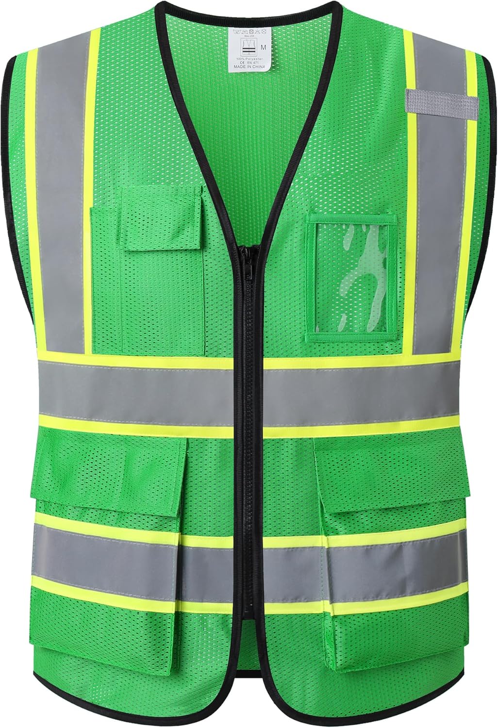 Reflective Mesh Safety Vest for Men Women with 5 Pockets and Zipper Front High Visibility Mesh Vest Hi Vis Construction Work Vest,Meets ANSI/ISEA Standards(EK175-Yellow-L)