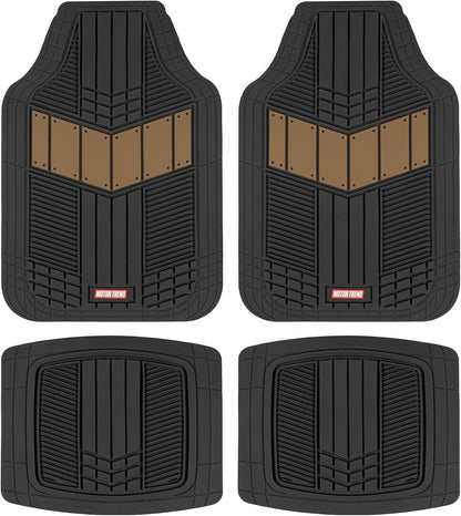 Motor Trend DualFlex™ Rubber Car Floor Mats All Weather Waterproof 4-Piece Sporty Two-Tone Design Car Mats Full Set - Universal Trim-to-Fit Floor Mats for Car, SUV, & Trucks - Car Carpet Protector