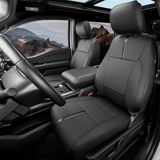 for Ford F150 Seat Covers 2015-2023 2024 2025 2026,Full Set Leather Waterproof Black Trucks Pickup Seat Covers Custom Fit for Ford F150 Accessories,Car Seat Cover for SuperCrew/CrewCab(XL,XLT)