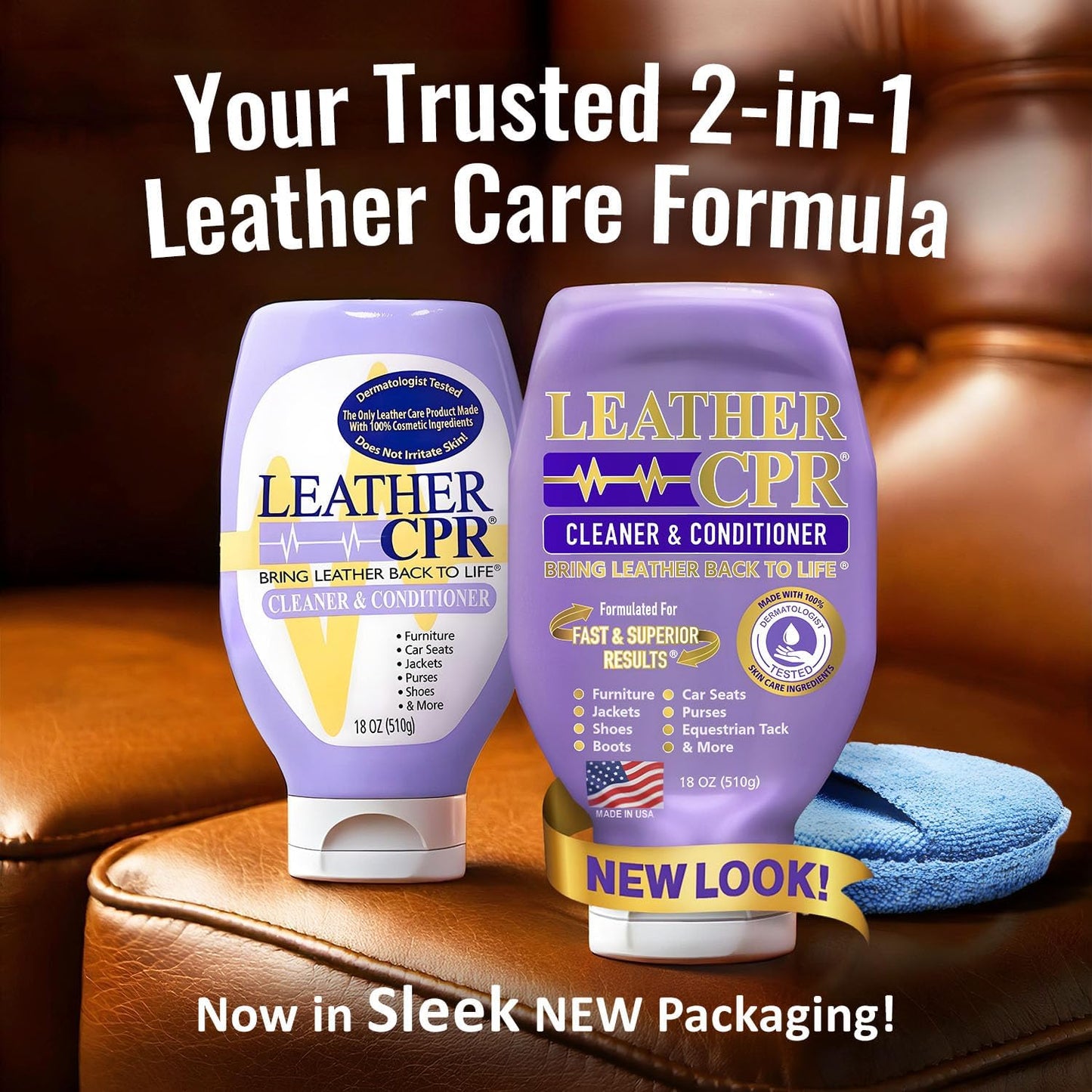 Leather CPR Cleaner and Conditioner 18oz. Bring Leather Back To Life on Furniture, Car Seats, Handbags, Jackets, Boots, Saddles, Purses & Shoes. Restores Shine, Softness & Color to Real Leather