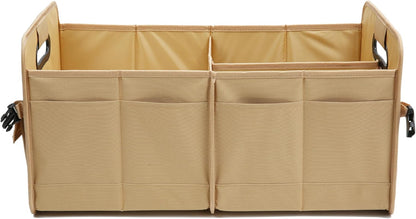 AOKJOY Car Trunk Organizer Car Storage Organizer Collapsible Multi Compartment Car Organizer Adjustable Straps for SUV(Beige)