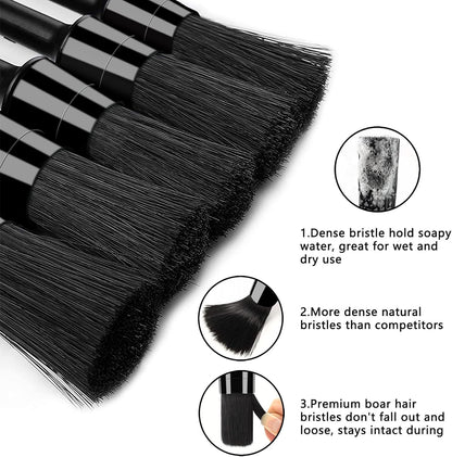HMPLL 10pcs Auto Car Detailing Brush Set Car Interior Cleaning Kit Includes 5 Boar Hair Detail Brush,3 Wire Brush, 2 Air Vent Brush for Cleaning Car Interior Exterior, Dashboard Engines Leather Wheel