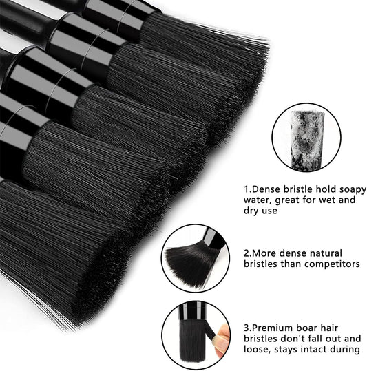 HMPLL 10pcs Auto Car Detailing Brush Set Car Interior Cleaning Kit Includes 5 Boar Hair Detail Brush,3 Wire Brush, 2 Air Vent Brush for Cleaning Car Interior Exterior, Dashboard Engines Leather Wheel