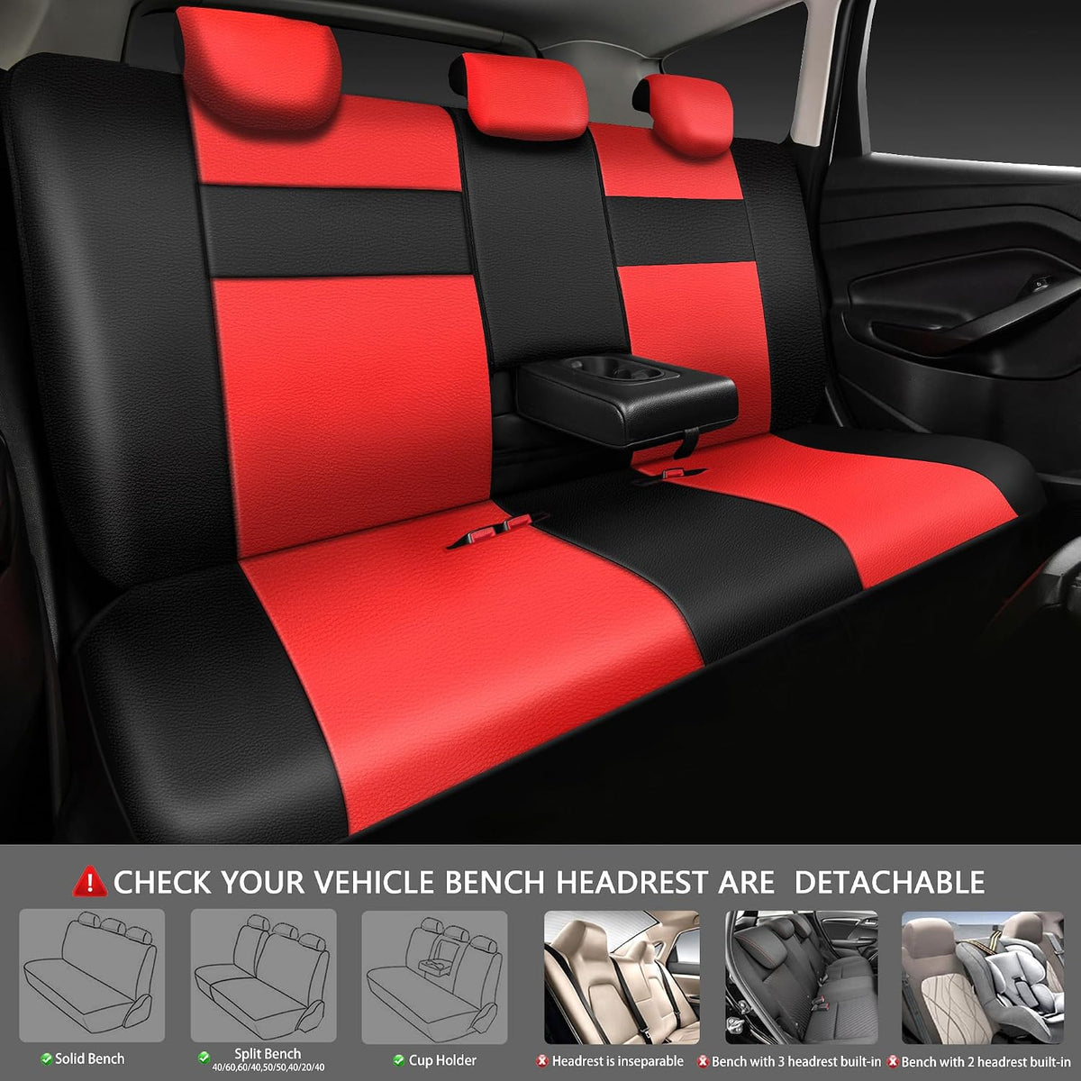 CAR PASS Faux Leather Car Seat Covers Front Seats Only, 3D Foam Support Car Seat Covers, Universal fit for Trucks Vans SUVs Sedans Automotive Comfortable, Airbag Compatible 2 Pieces Front Solid Black