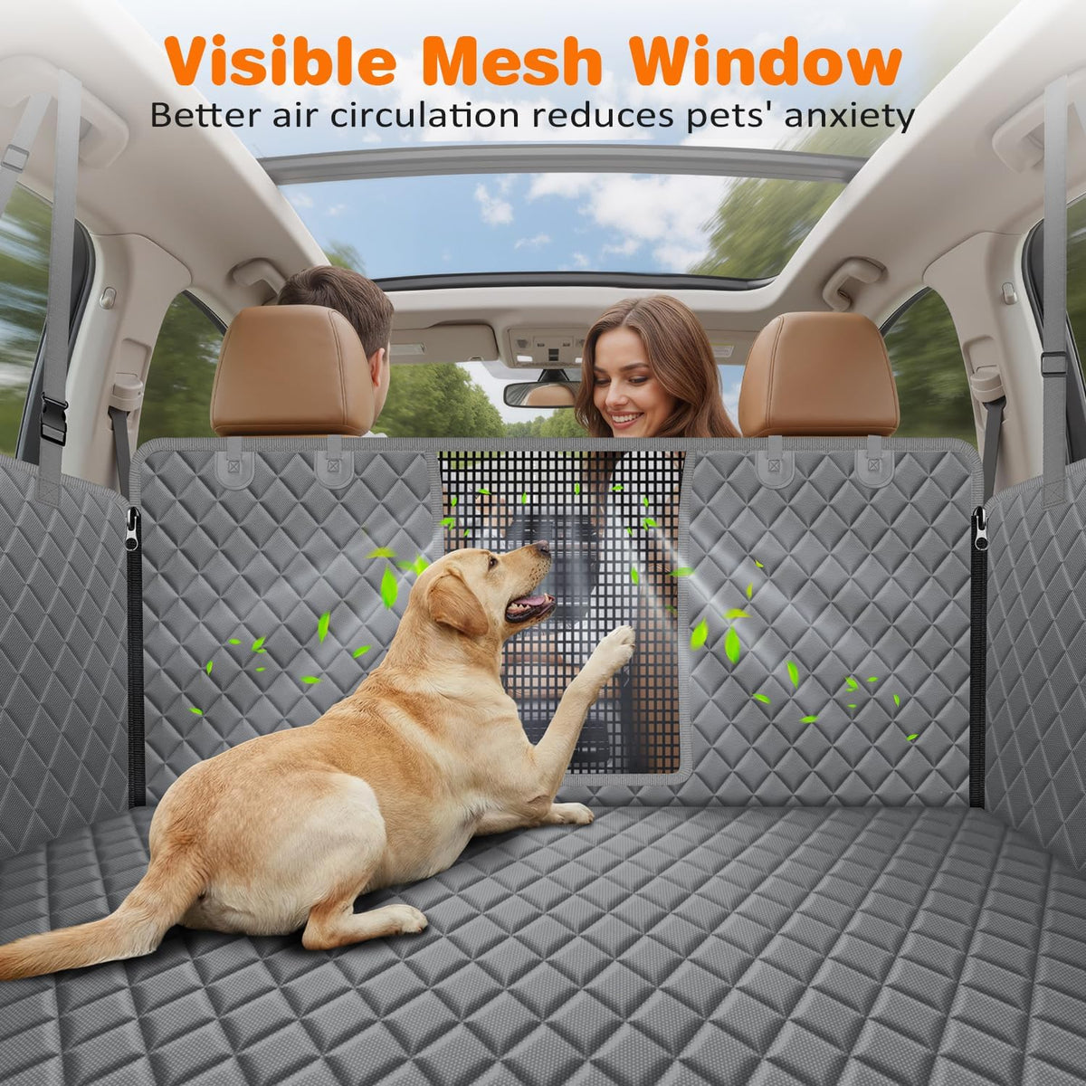 URPOWER 4 in 1 Dog Car Seat Cover for Back Seat, Waterproof Dog Hammock with Mesh Window and Side Flap Pet Car Seat Protector Dogs Backseat Cover for Cars, SUVs & Mid-Size Trucks