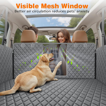 URPOWER 4 in 1 Dog Car Seat Cover for Back Seat, Waterproof Dog Hammock with Mesh Window and Side Flap Pet Car Seat Protector Dogs Backseat Cover for Cars, SUVs & Mid-Size Trucks
