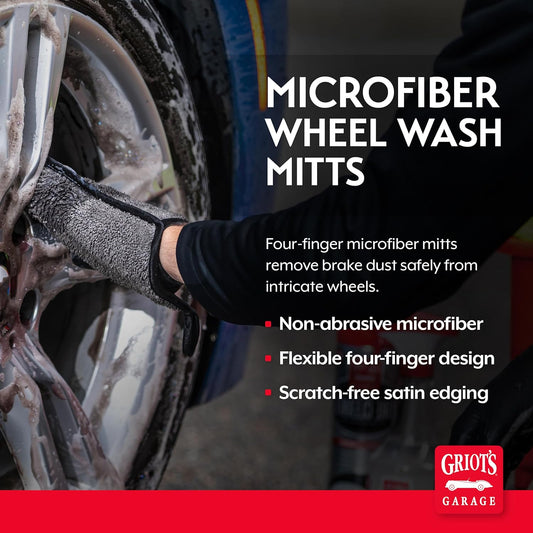 Griot's Garage Microfiber Wheel Wash Mitts, Scratch-Free Cleaning for All Wheel Surfaces, 11820, Set of 2