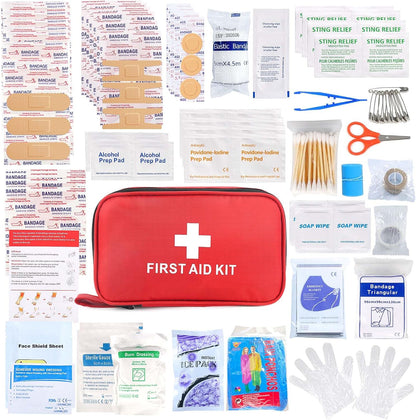 First Aid Kit for Home Car Travel 107 Piece Emergency Kits for Hiking Camping Small Trauma Kit for Boat Vehicle Lightweight Compact Pocket Aid Kit for Sports Outdoor Survival