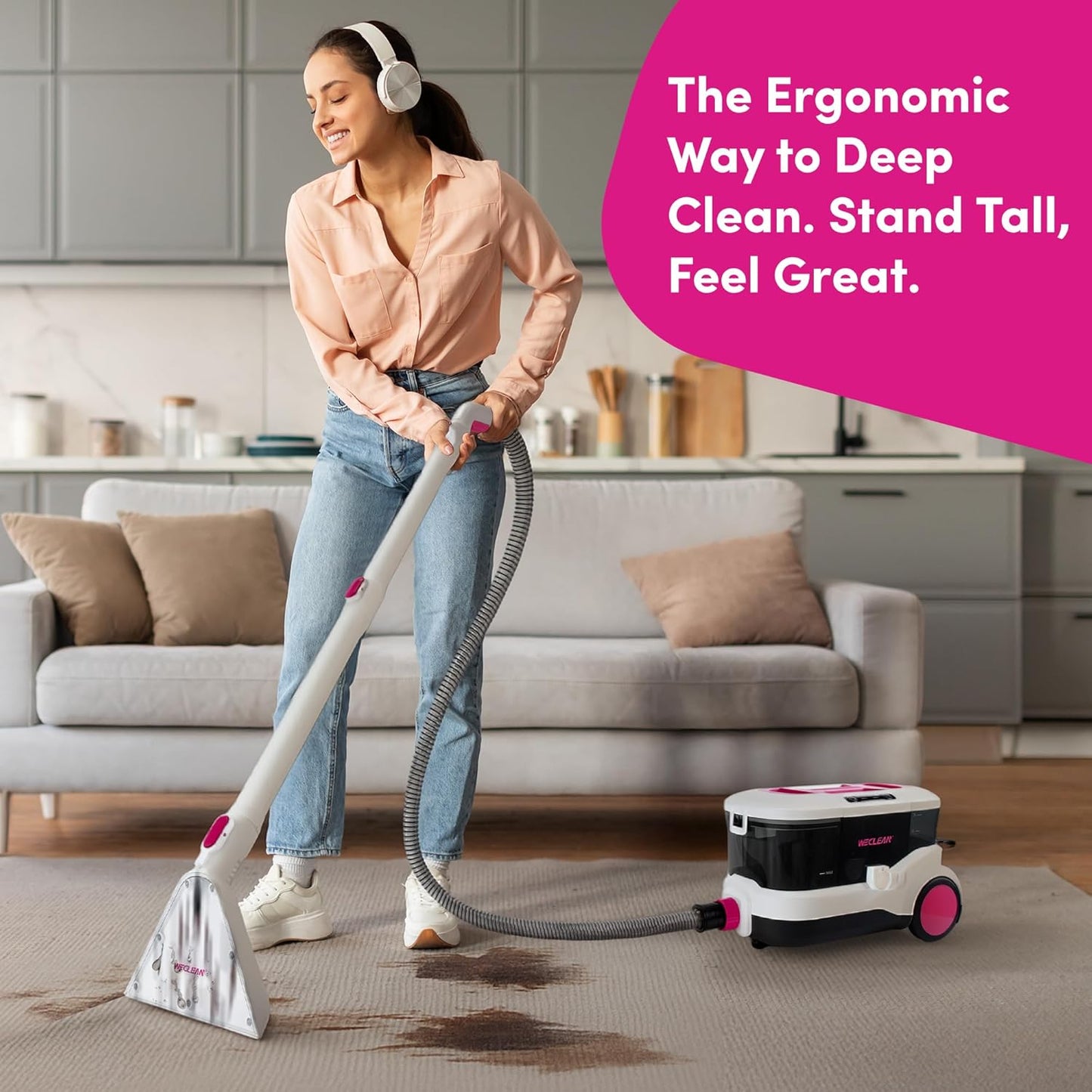 WECLEAN C1 Portable Extractor for Couch and Carpet Cleaner Upholstery Cleaner with Deep Cleaning Solution