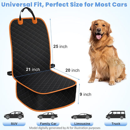 ELONGRIVER Dog Car Seat Covers, Waterproof Front Seat Cover for Dogs, Scratch-Proof, Nonslip Pet Passenger Seat Cover Protector, Universal Fit for Cars Trucks SUVs, Standard Size, Black