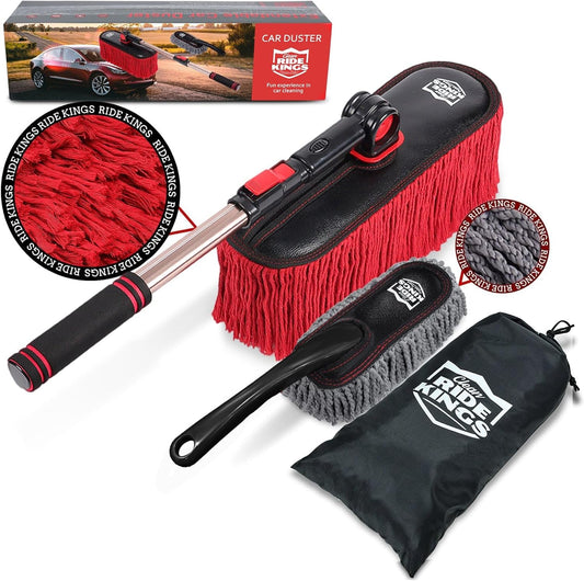 Car Duster Exterior Scratch Free,Car Dusters Extendable Handle Cleaning Exterior,Detailing Brush Kit for Truck,SUV,Caravan,Motorcycle,Wax Cotton Fabric,Waterless Wash Equipment
