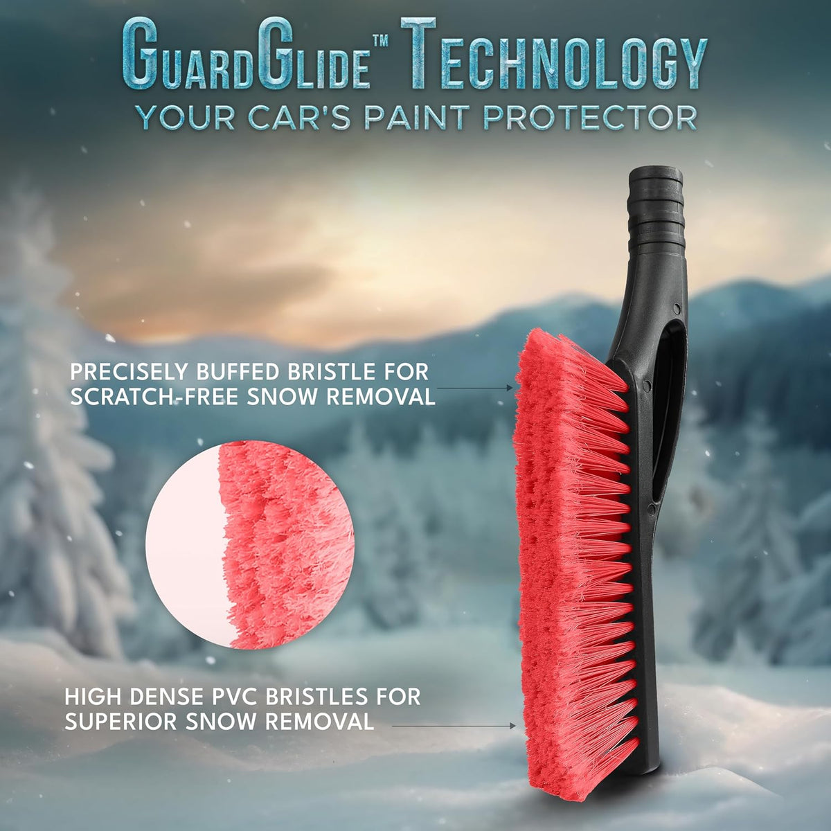 EcoNour 27" Car Snow Brush and Ice Scrapers for Car Windshield (2 Pack) | Scratch Free Bristle Head Snow Brush & Tough Window Snow Scraper with Aluminium Body | Snow Removal Winter Car Accessories